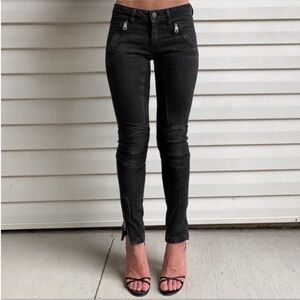 Burberry Brit Anika Skinny Ankle Moto Jeans in black size 27